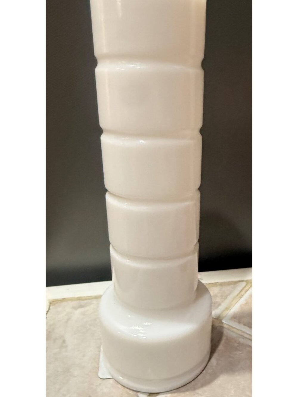 Hoosier Glass Tall White Milk Glass bud Vase Ribbed  white cylinder